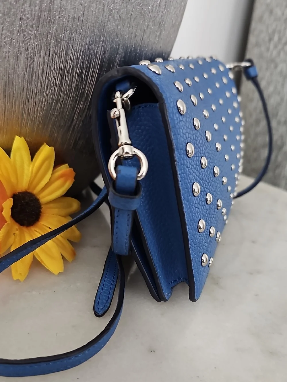 Coach Lapis Blue Ombré Rivets Fold Over Crossbody Bag - Picture 5 of 10